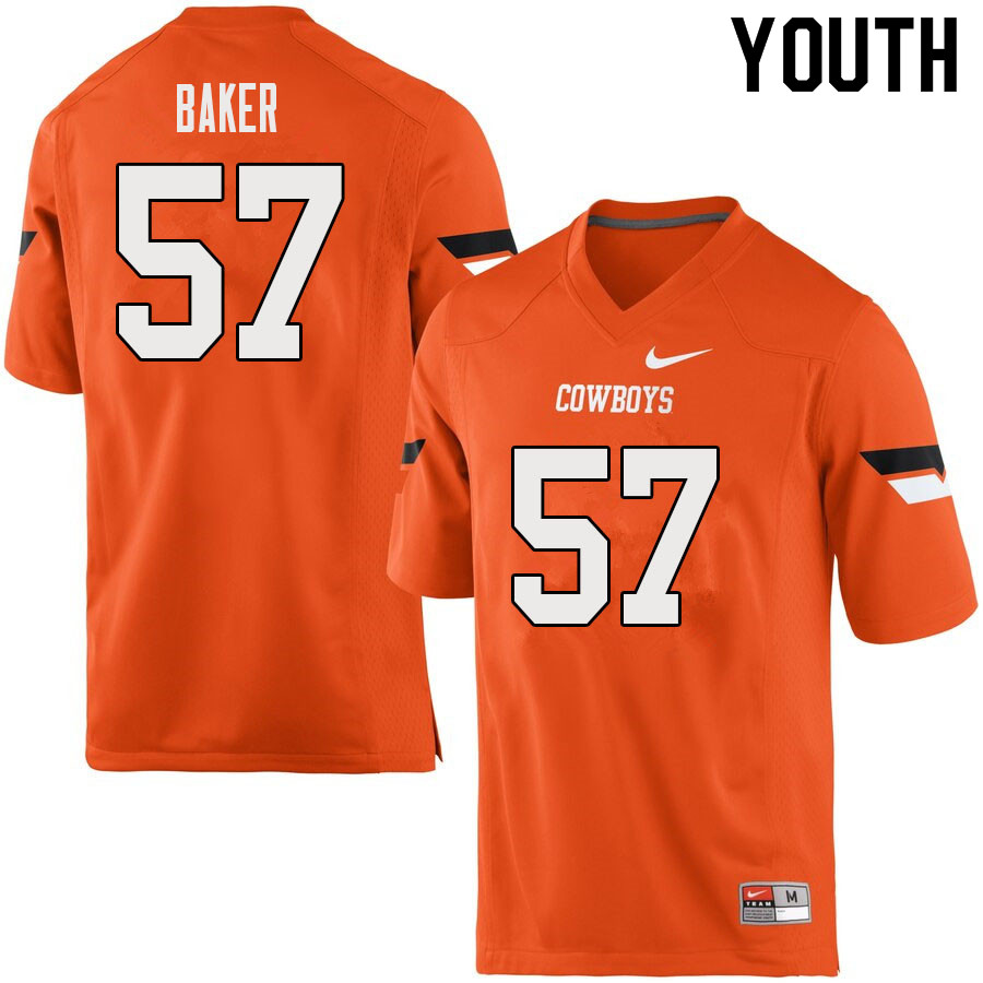 Youth #57 Ryan Baker Oklahoma State Cowboys College Football Jerseys Sale-Orange